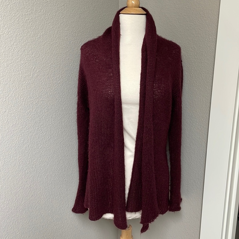 Wooden ships burgundy red cardigan sweater small medium